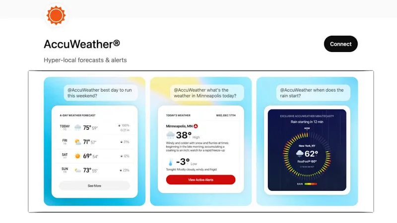AccuWeather запускает ChatGPT‑приложение для прогноза погоды