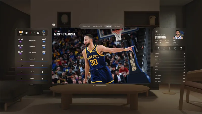 Apple Vision Pro: трансляции игр Lakers в VR
