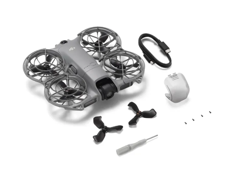 A drone and accessories.