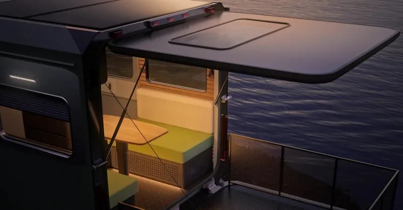 Inside of the Evotrex RV cabin. Rendering.