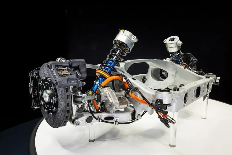 The rear motor and inverter for the Ferrari Elettrica. 