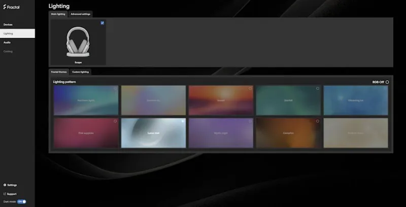 Крупный план кнопки эквалайзера Fractal Scape