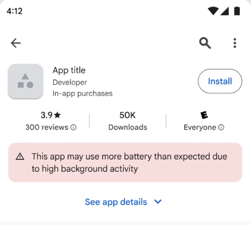 A Play Store warning.