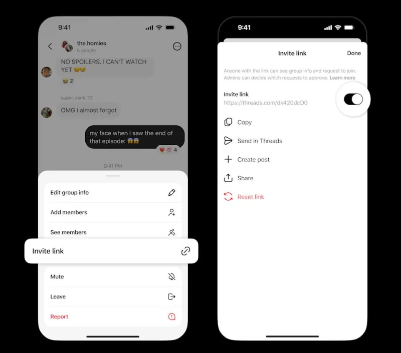Screenshots of the Threads app.
