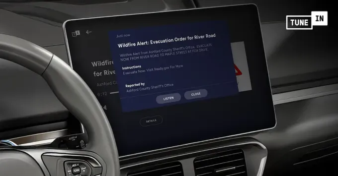 TuneIn и FEMA: экстренные оповещения для водителей