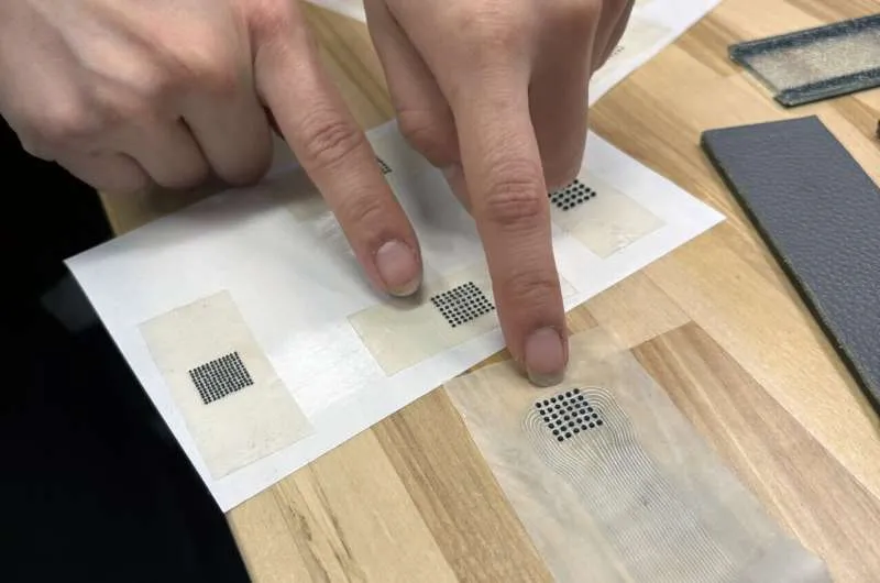 Bandage-like device brings texture to touchscreens
