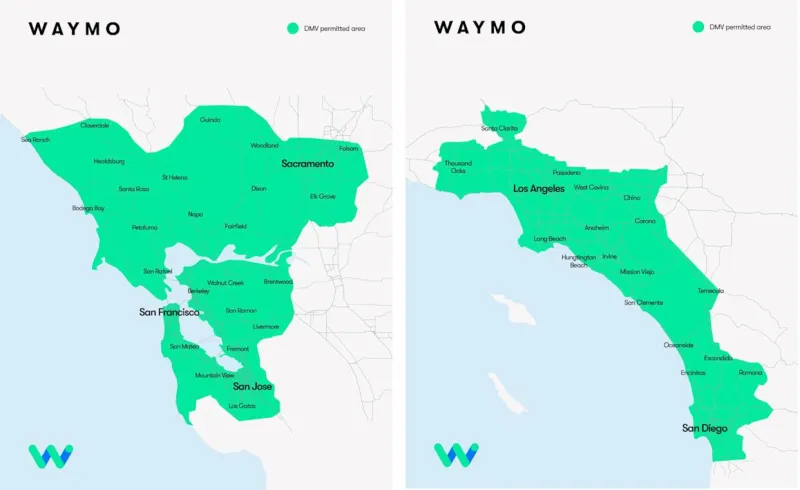 Waymo расширяет беспилотное тестирование в Калифорнии