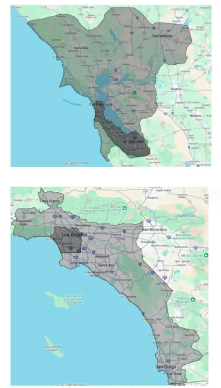 Waymo&#39;s new operation map in California. 