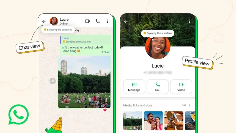 Illustration of the About feature in WhatsApp