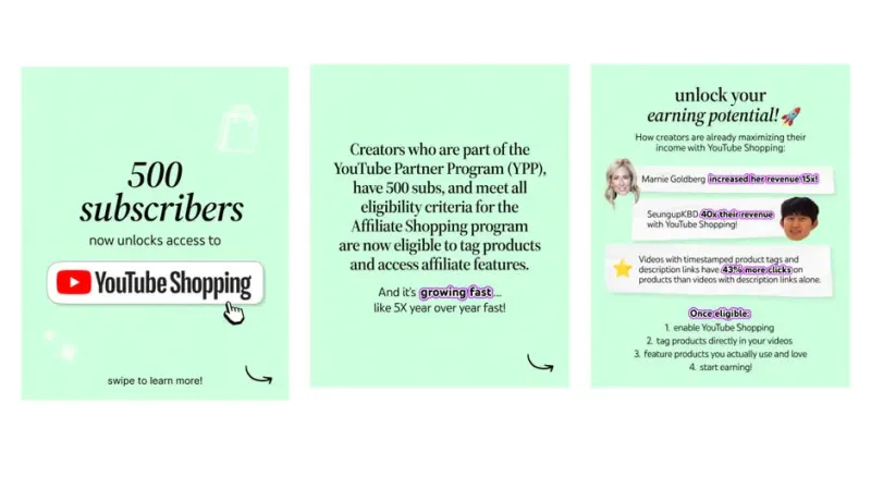 YouTube снижает порог для партнерской программы Shopping