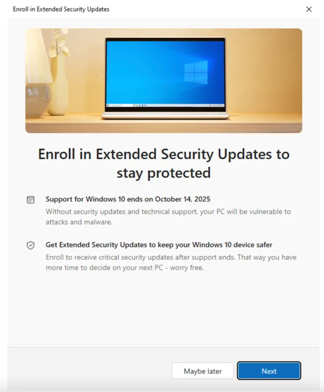Подписка на Extended Security Updates даст вам еще год до перехода на Windows 11.