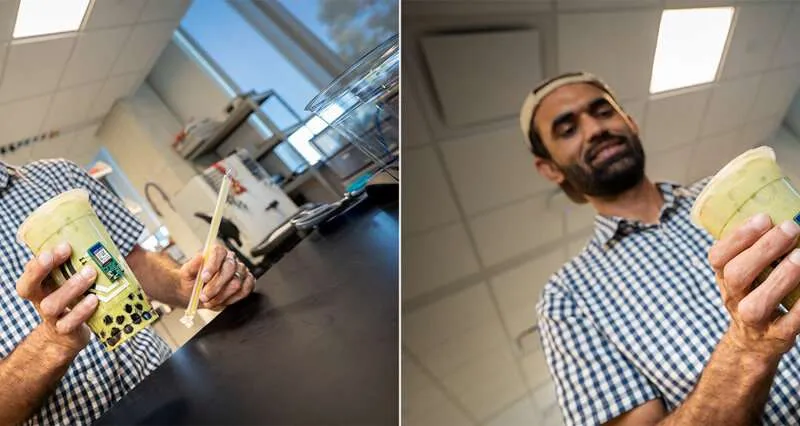 Sweat-powered sticker turns your drinking cup into a health sensor